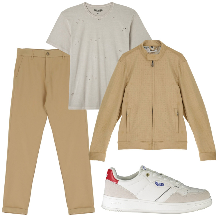 Outfit uomo - Sunny day. Stile Casual per Tutti i giorni. Abbinamento con t-shirt, giacche, pantaloni, sneakers.