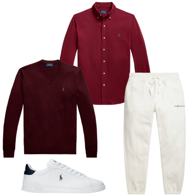 Outfit uomo - Sporty chic. Stile Trendy per Tutti i giorni. Abbinamento con sneakers, maglieria, camicie, pantaloni.