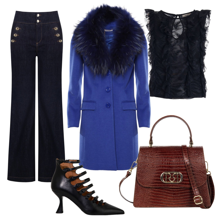 Outfit donna - Total look #1963133. Abbinamento con jeans, borse a mano, top, cappotti, stivaletti.