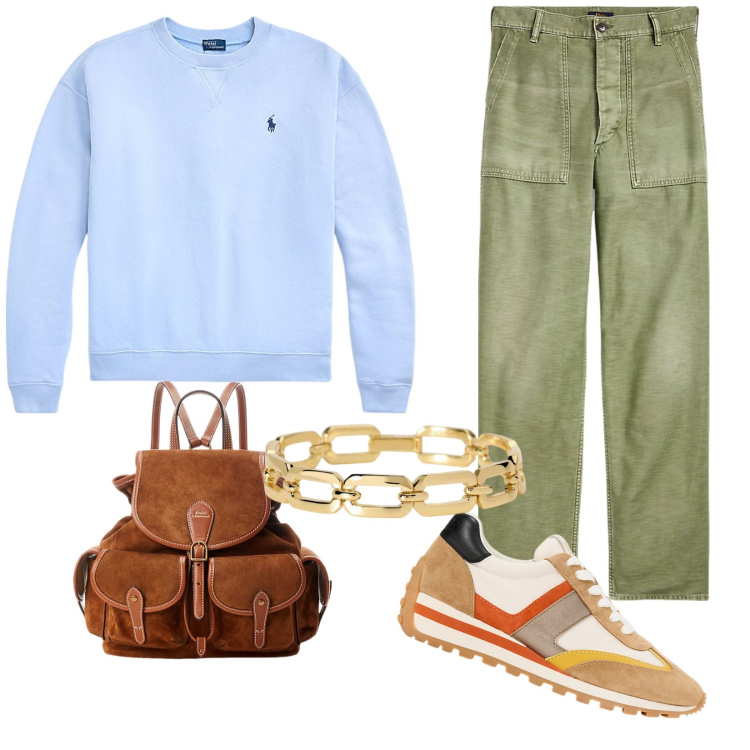 Outfit donna - Total look #1963135. Stile Casual Abbinamento con braccialetti, zaini, pantaloni, sneakers, pullovers.