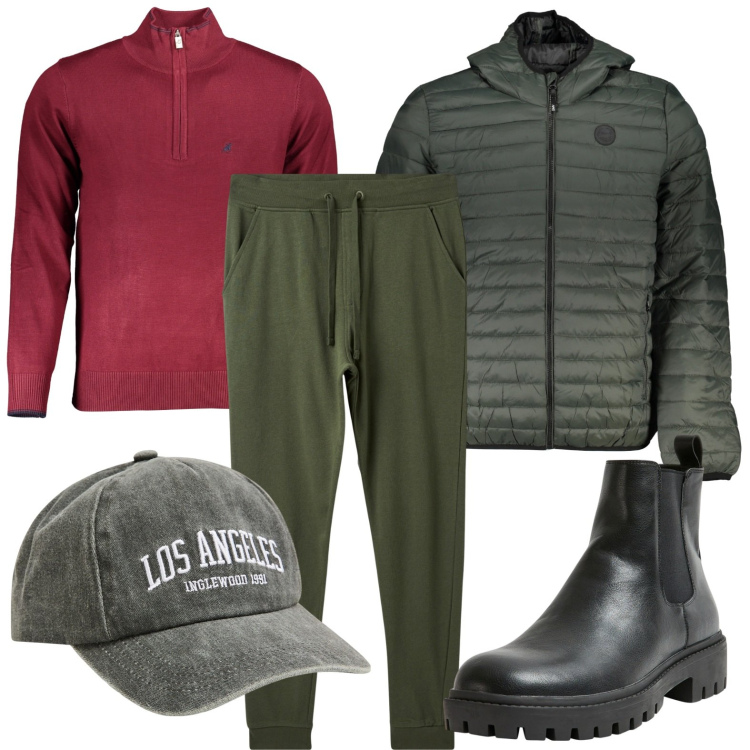 Outfit uomo - Stivaletti bikers da città. Stile Casual per Serata speciale. Abbinamento con stivali e stivaletti, cappelli, pantaloni, maglieria, giacche.