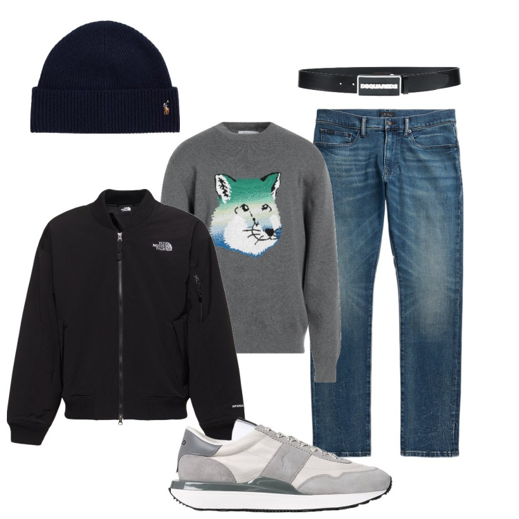 Outfit uomo - Per tutti i giorni. Stile Trendy per Tutti i giorni. Abbinamento con pullovers, cinture, berretti, jeans, sneakers, bomber.