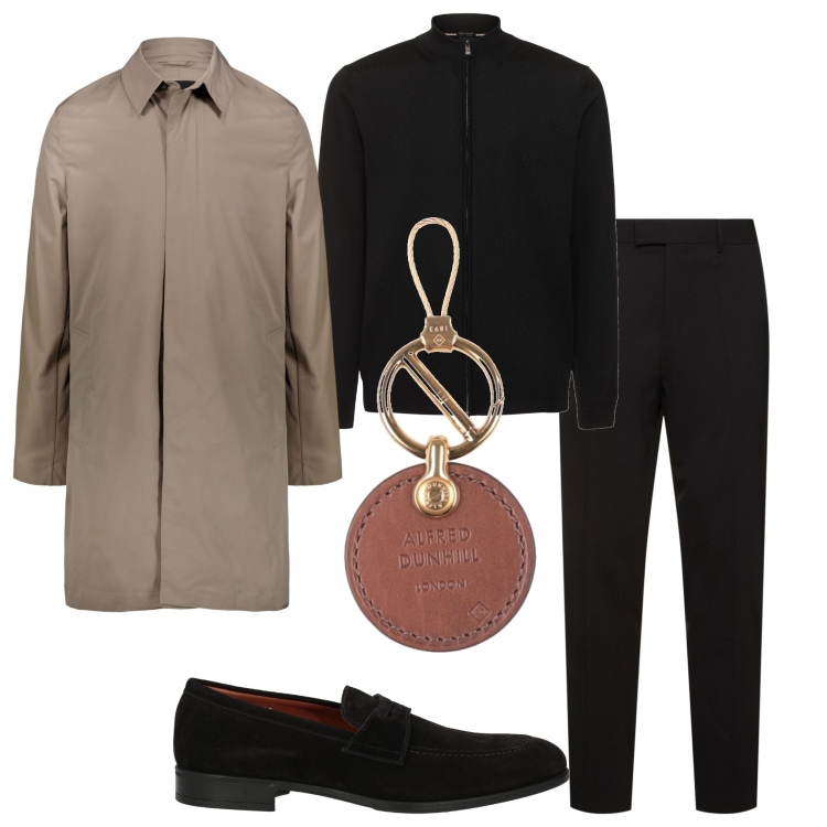 Outfit uomo - Business men. Stile Business/Elegante per Ufficio. Abbinamento con portachiavi, scarpe stringate, giacche, pantaloni, maglieria.
