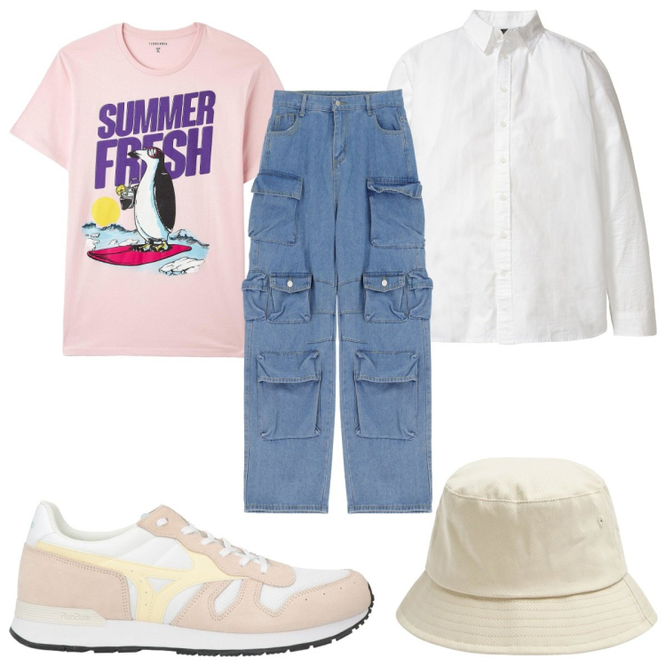 Outfit uomo - Total look #1963415. Stile Trendy per Tutti i giorni. Abbinamento con camicie, sneakers, cappelli, t-shirt, jeans.
