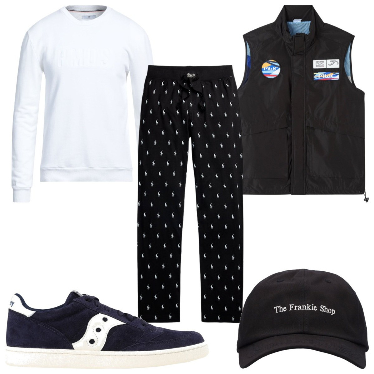 Outfit uomo - Total look #1963417. Stile Trendy per Tutti i giorni. Abbinamento con sneakers, felpe, giacche, pantaloni, cappelli.