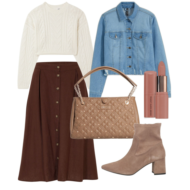 Outfit donna - Una gonna a ruota. Stile Bon Ton per Tutti i giorni. Abbinamento con gonne longuette, blazer, stivaletti, borse a mano, rossetti, maglieria.