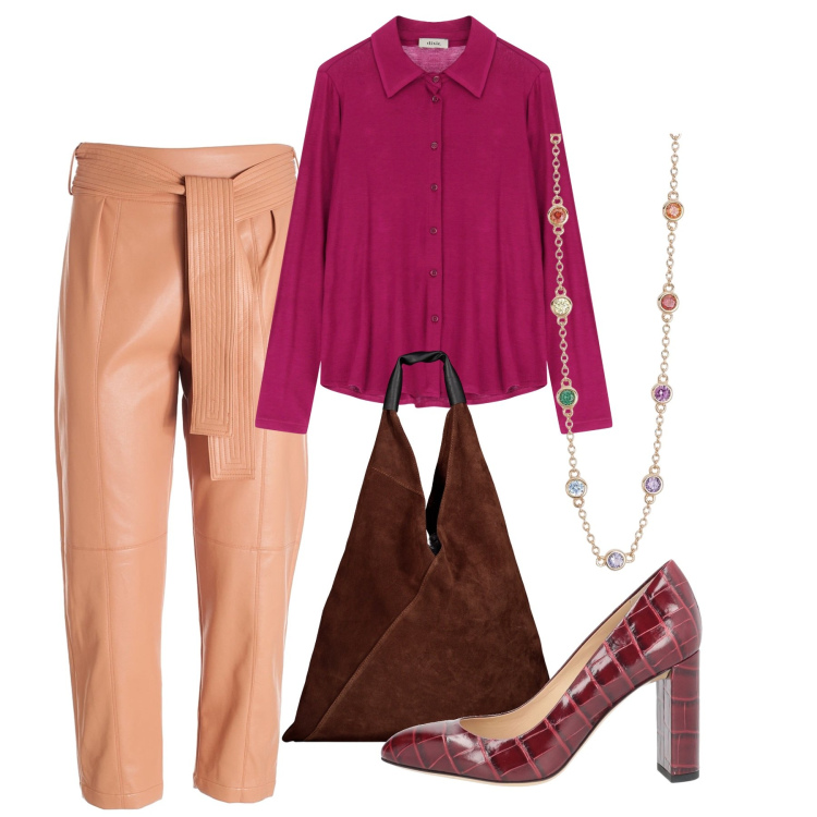 Outfit donna - Colors. Stile Bon Ton per Ufficio. Abbinamento con décolleté, collane, pantaloni, camicie, borse a spalla.