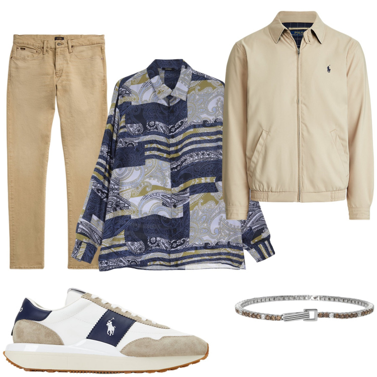 Outfit uomo - Total look #1963908. Stile Trendy per Serata speciale. Abbinamento con braccialetti, camicie, jeans, sneakers, giacche.