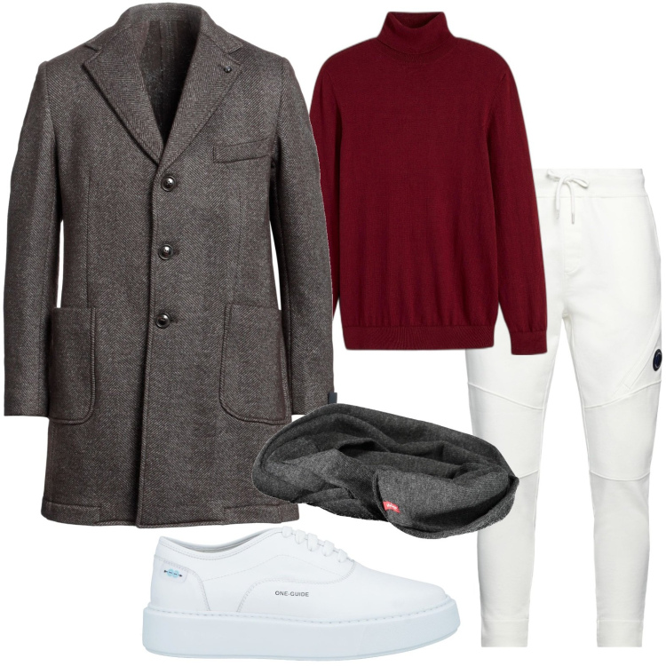 Outfit uomo - Cappotto grigio - must have. Stile Trendy per Tutti i giorni. Abbinamento con maglieria, pantaloni, cappotti, sneakers, sciarpe.
