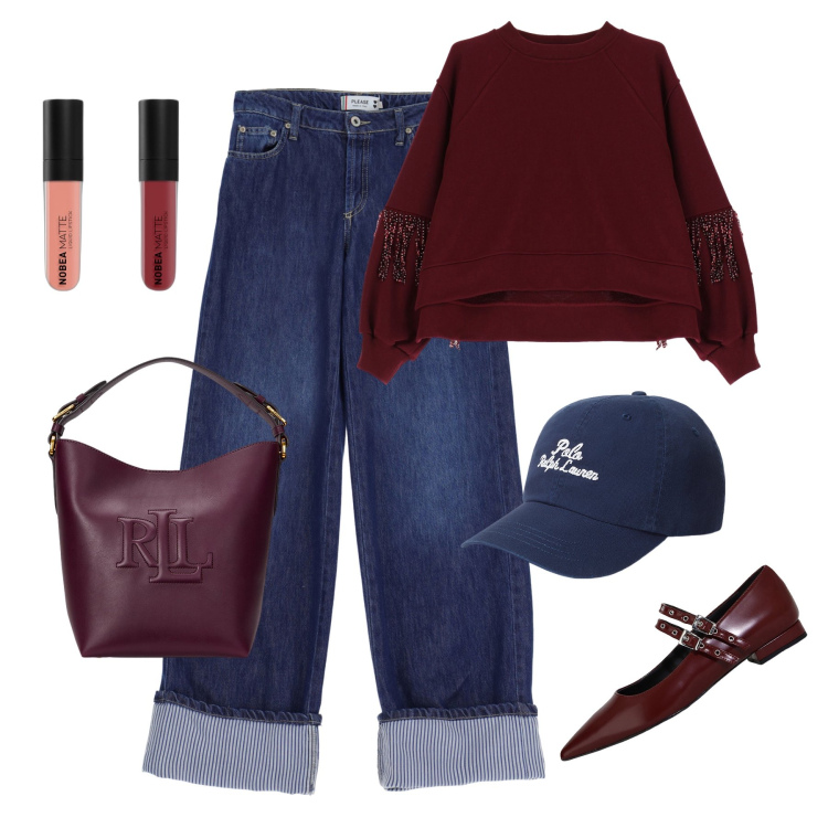 Outfit donna - La borsa che fa per me. Stile Casual chic per Tutti i giorni. Abbinamento con rossetti, jeans, felpe, ballerine, borse a secchiello, cappelli.