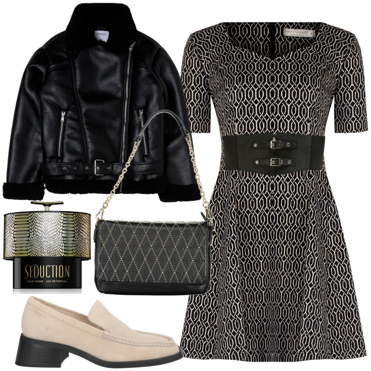 Outfit donna - Total look #1964035. Stile Casual per Tutti i giorni. Abbinamento con mocassini, profumi, cinture, blazer, vestiti corti, borse a spalla.