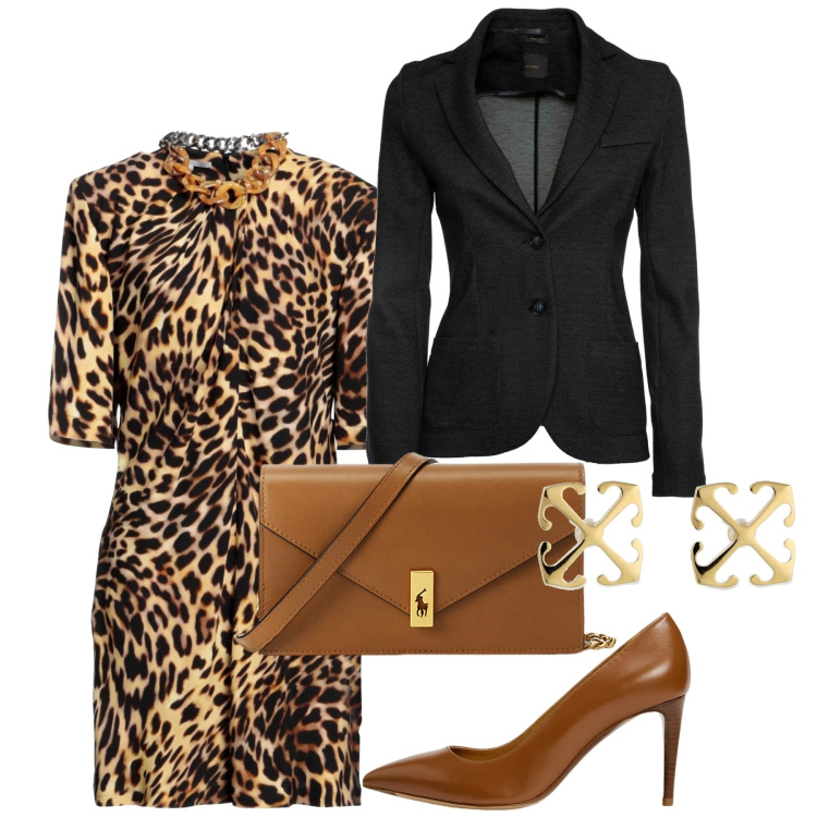 Outfit donna - Sofisticated lady. Stile Chic per Serata fuori. Abbinamento con vestiti corti, décolleté, clutch, blazer, orecchini.