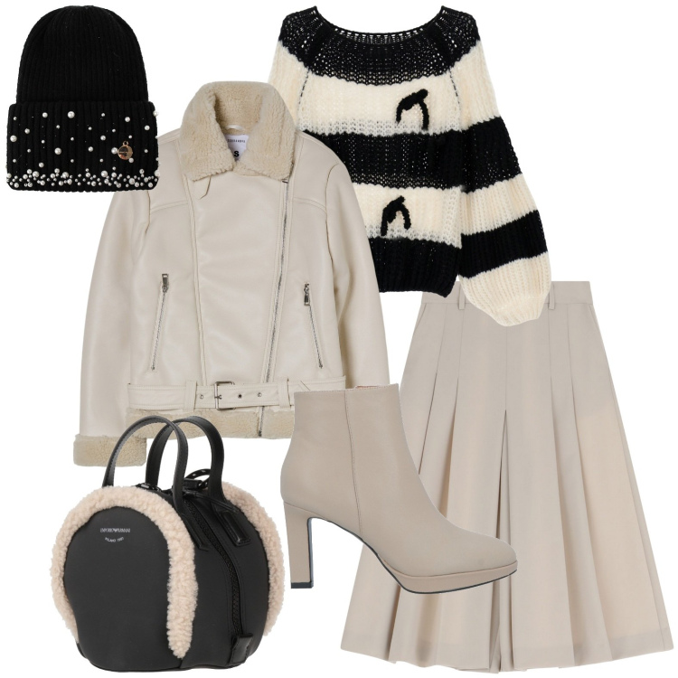 Outfit donna - Total look #1964188. Stile Casual per Tutti i giorni. Abbinamento con zaini, stivaletti, maglieria, berretti, blazer, pantaloni.