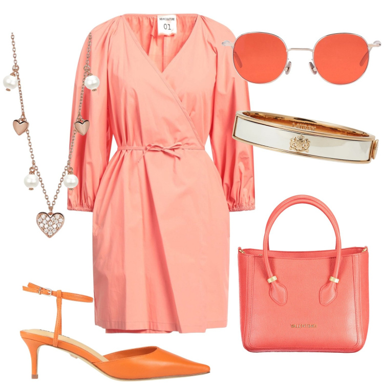 Outfit donna - Total look #1964204. Stile Casual chic per Tutti i giorni. Abbinamento con vestiti corti, décolleté, occhiali da sole, collane, braccialetti, borse a spalla.