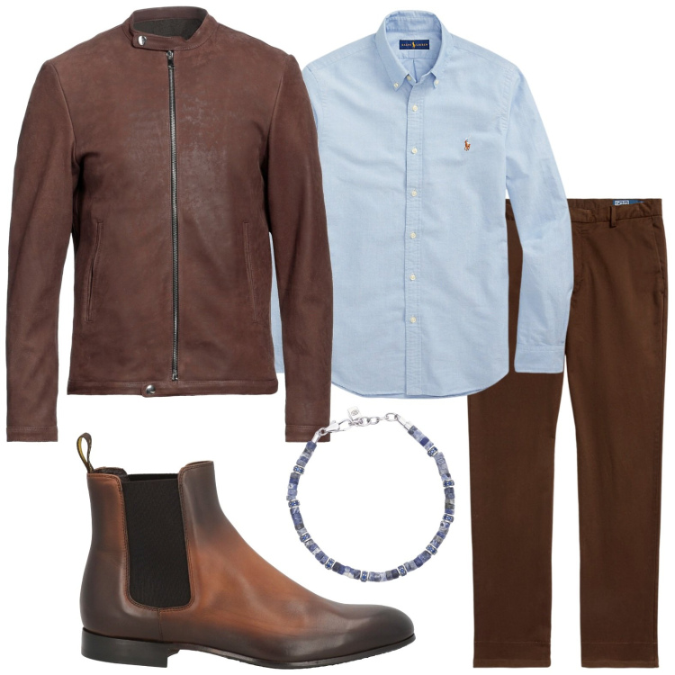 Outfit uomo - Cena al lume di candela. Stile Trendy per Serata speciale. Abbinamento con giacche, stivali e stivaletti, braccialetti, camicie, pantaloni.