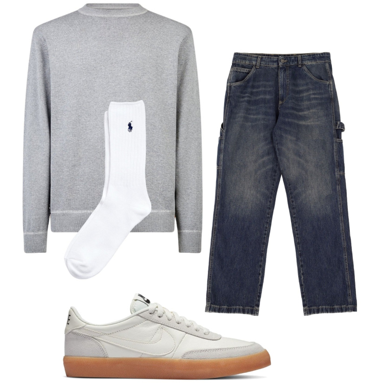 Outfit uomo - Total look #1964488. Stile Urban per Tutti i giorni. Abbinamento con jeans, calzini, sneakers, maglieria.