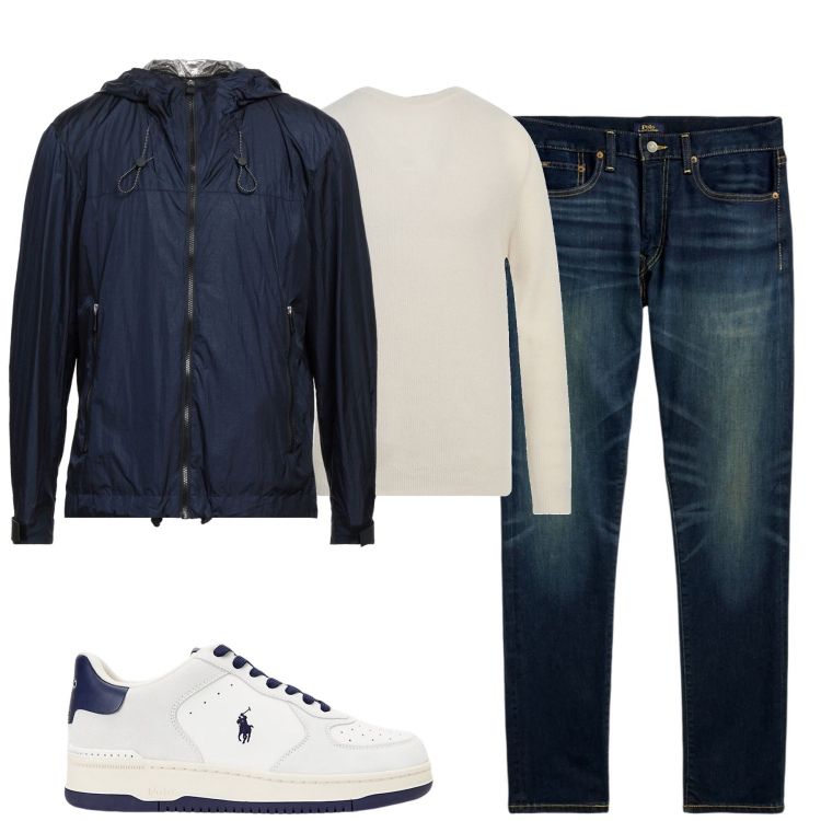 Outfit uomo - Total look #1964537. Stile Casual per Tutti i giorni. Abbinamento con pullovers, giacche, jeans, sneakers.