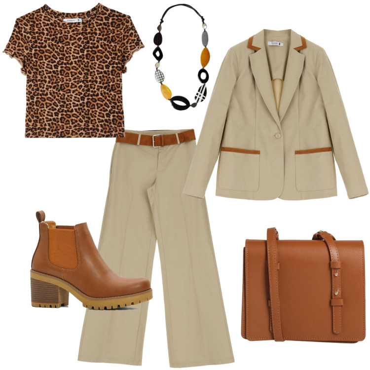 Outfit donna - La borsa messenger. Stile Casual per Tutti i giorni. Abbinamento con stivaletti chelsea, borse a tracolla, t-shirt, blazer, pantaloni, collane.