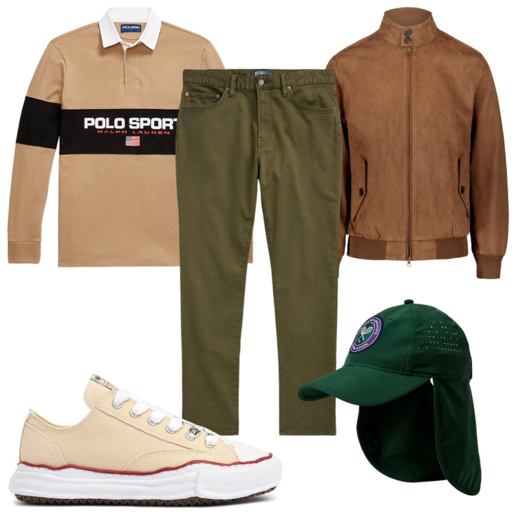 Outfit uomo - Total look #1964716. Stile Trendy per Tutti i giorni. Abbinamento con giacche, cappelli, pantaloni chino, maglieria, sneakers.