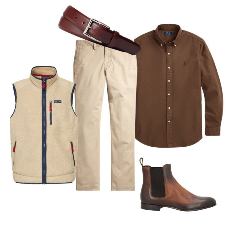 Outfit uomo - Total look #1964717. Stile Trendy per Ufficio. Abbinamento con stivali e stivaletti, cinture, pantaloni, camicie, gilet.