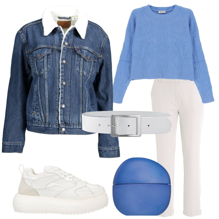 Outfit donna - Total look #1964726. Stile Casual per Tutti i giorni. Abbinamento con cinture, sneakers, profumi, pantaloni, pullovers, blazer.