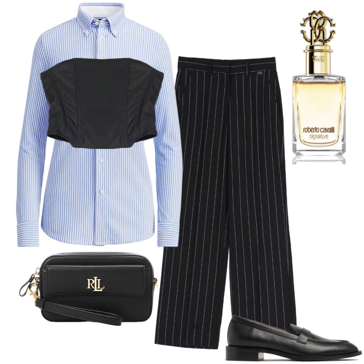 Outfit donna - Il corpetto stile mannish. Stile Mannish per Serata fuori. Abbinamento con profumi, top, pantaloni, camicie, pochette, mocassini.