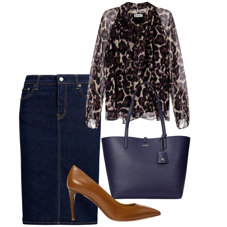 Outfit donna - Anima animalier. Stile Chic per Ufficio. Abbinamento con camicie, gonne, décolleté, borse tote.