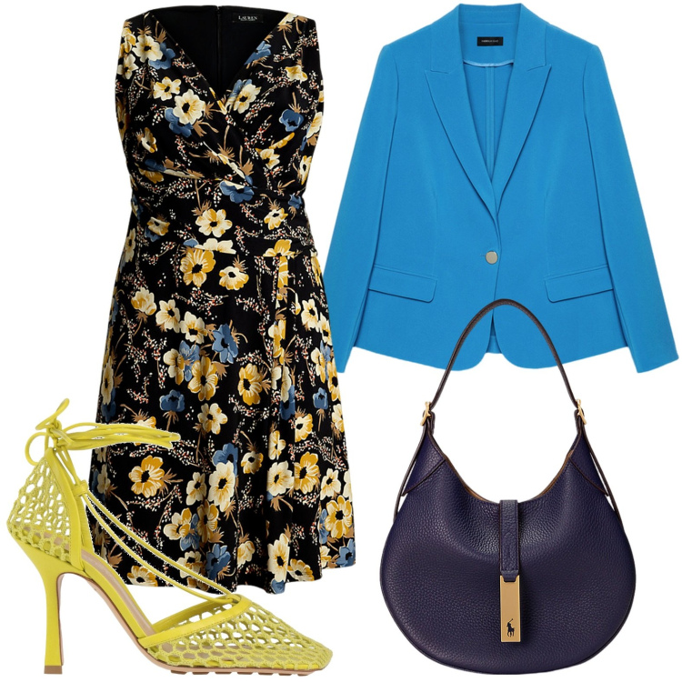 Outfit donna - Décolleté effetto maglia. Stile Minimal per Ufficio. Abbinamento con décolleté, borse a spalla, vestiti senza maniche, blazer.