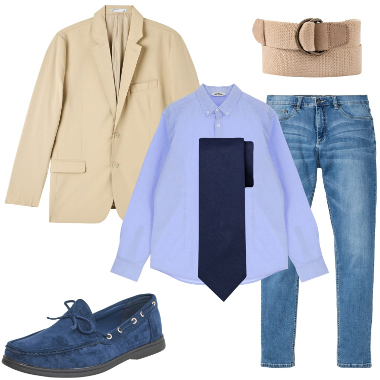 Outfit uomo - Giacca e mocassini. Stile Urban per Ufficio. Abbinamento con jeans, giacche, scarpe stringate, camicie, cravatte, cinture.