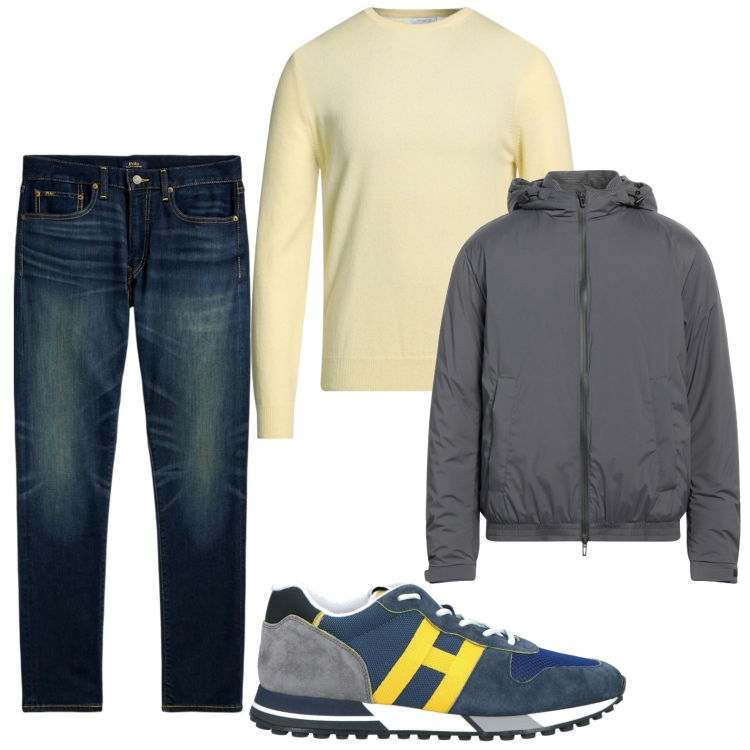 Outfit uomo - Jeans e hogan. Stile Urban per Tutti i giorni. Abbinamento con sneakers, giacche, pullovers, jeans.