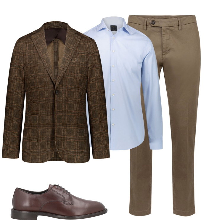 Outfit uomo - Total look #1965175. Stile Business/Elegante per Tutti i giorni. Abbinamento con scarpe stringate, giacche, pantaloni chino, camicie.