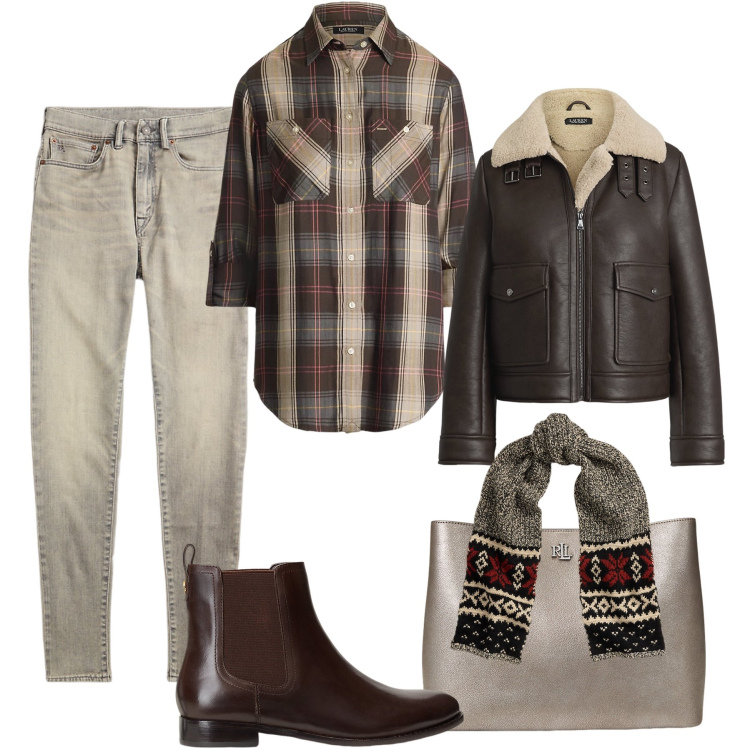 Outfit donna - La camicia a quadri. Stile Sporty chic per Tutti i giorni. Abbinamento con sciarpe, borse a mano, giacche, stivaletti chelsea, camicie, jeans skinny.