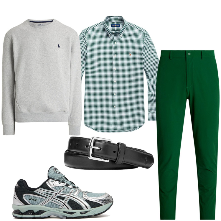 Outfit uomo - Quadretti style. Stile Trendy per Ufficio. Abbinamento con cinture, pantaloni, felpe, camicie, sneakers.
