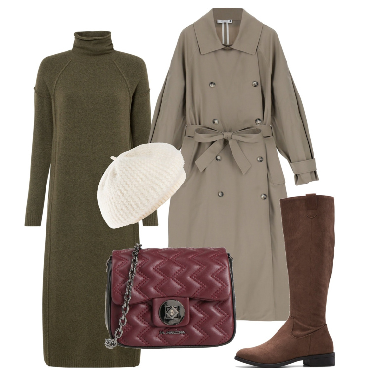 Outfit donna - Torna anche il trench. Stile Chic per Tutti i giorni. Abbinamento con stivali, vestiti, cappelli e berretti, borse a tracolla, cappotti.