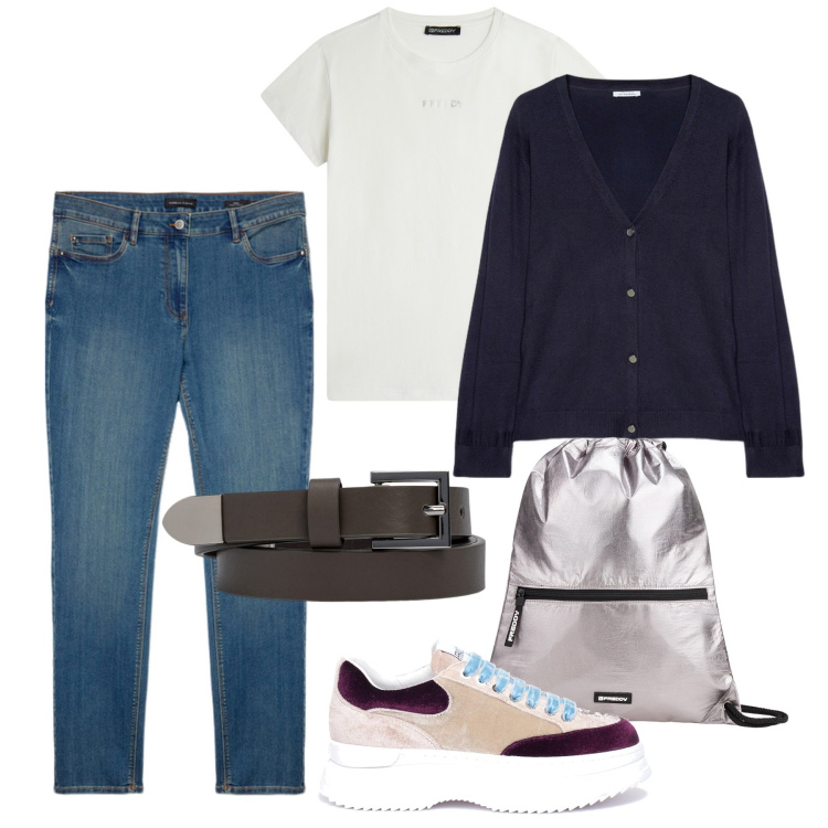 Outfit donna - Sempre casual. Stile Casual per Tutti i giorni. Abbinamento con sneakers, zaini, t-shirt, cinture, cardigans, jeans skinny.
