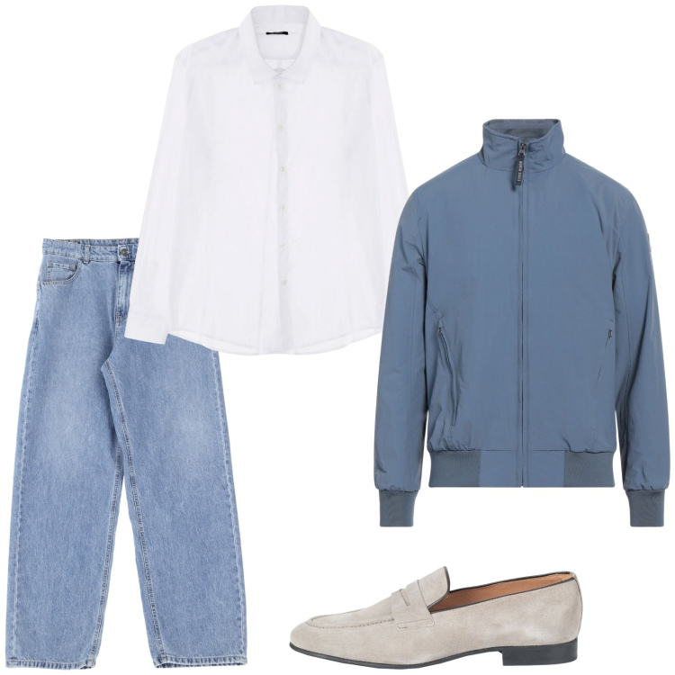 Outfit uomo - Settembre al minimal. Stile Urban per Ufficio. Abbinamento con giacche, scarpe stringate, camicie, jeans.
