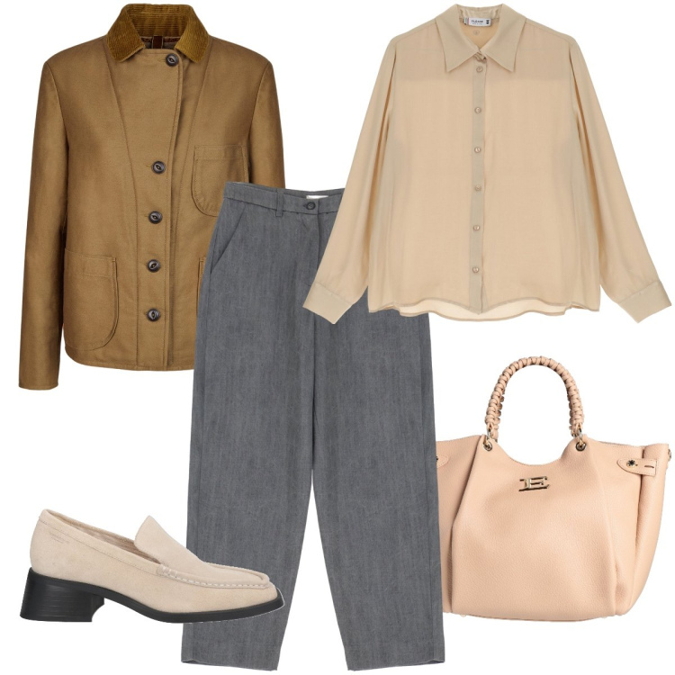 Outfit donna - I mocassini rosa. Stile Trendy per Ufficio. Abbinamento con borse a mano, mocassini, camicie, pantaloni chino, blazer.