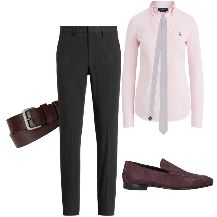Outfit uomo - Camicia e cravatta. Stile Business/Elegante per Cerimonia. Abbinamento con scarpe stringate, cinture, camicie, pantaloni, cravatte.
