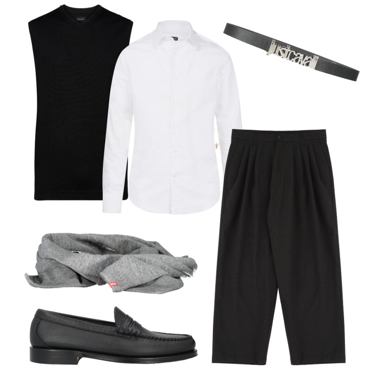 Outfit uomo - Il gilet nero. Stile Business/Elegante per Cerimonia. Abbinamento con scarpe stringate, cinture, pantaloni, camicie, sciarpe, gilet.