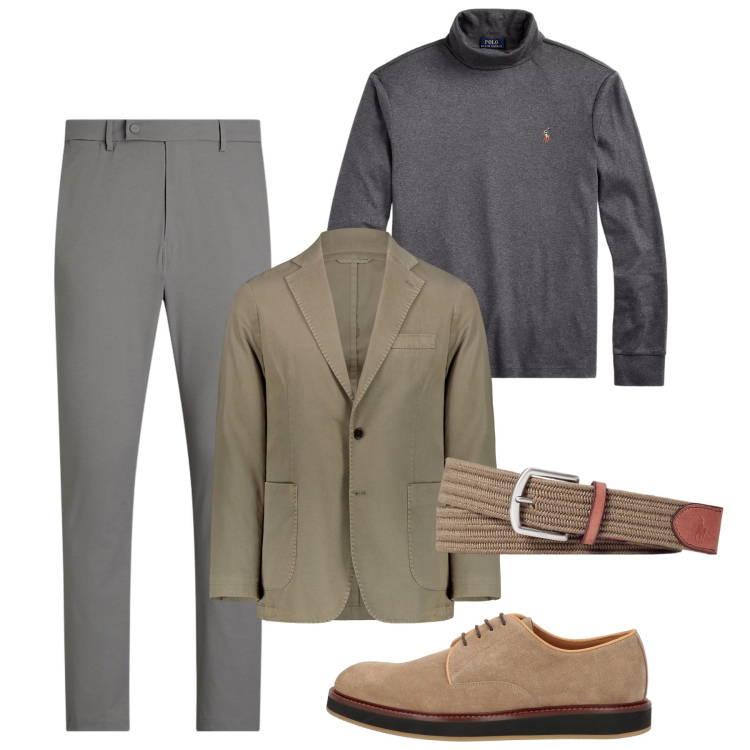 Outfit uomo - Leggero. Stile Casual per Tutti i giorni. Abbinamento con scarpe stringate, cinture, polo, pantaloni, giacche.