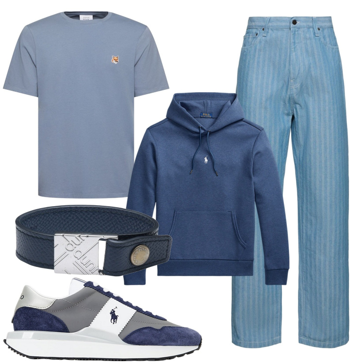 Outfit uomo - Total look #1965396. Stile Casual per Tutti i giorni. Abbinamento con sneakers, felpe con cappuccio, braccialetti, jeans, t-shirt.