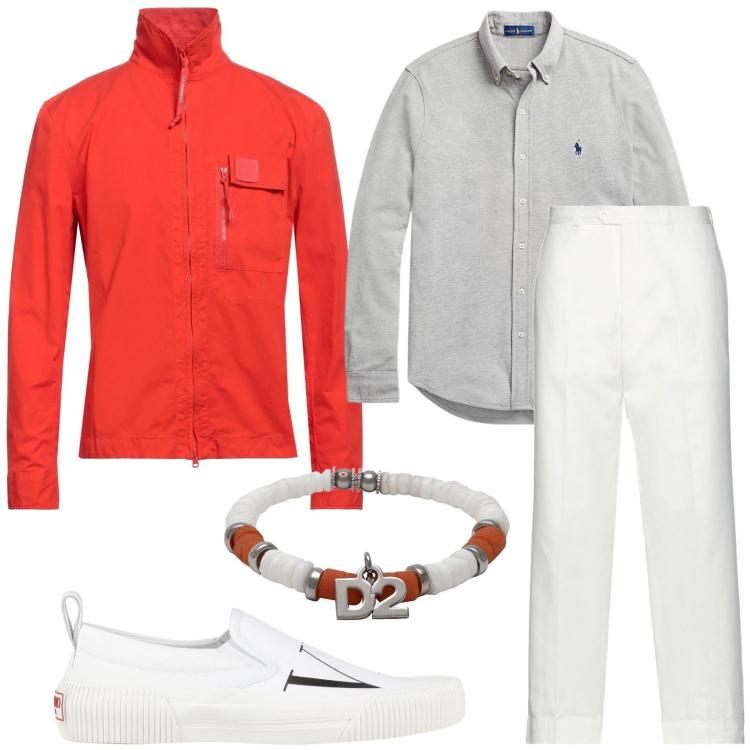Outfit uomo - Giornata sportiva. Stile Trendy per Serata speciale. Abbinamento con braccialetti, giacche, sneakers, pantaloni, camicie.