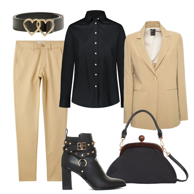 Outfit donna - Il blazer classico, perfetto in ufficio. Stile Glamour per Ufficio. Abbinamento con pantaloni chino, cinture, stivaletti, clutch, blazer, camicie.