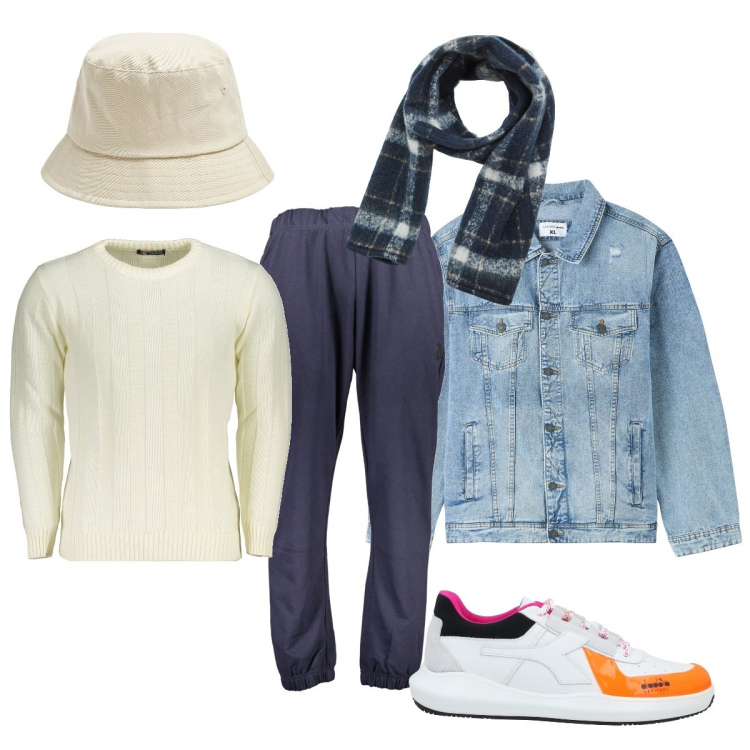 Outfit uomo - Total look #1965531. Stile Casual per Tutti i giorni. Abbinamento con sneakers, giacche, cappelli, sciarpe, pantaloni, maglieria.