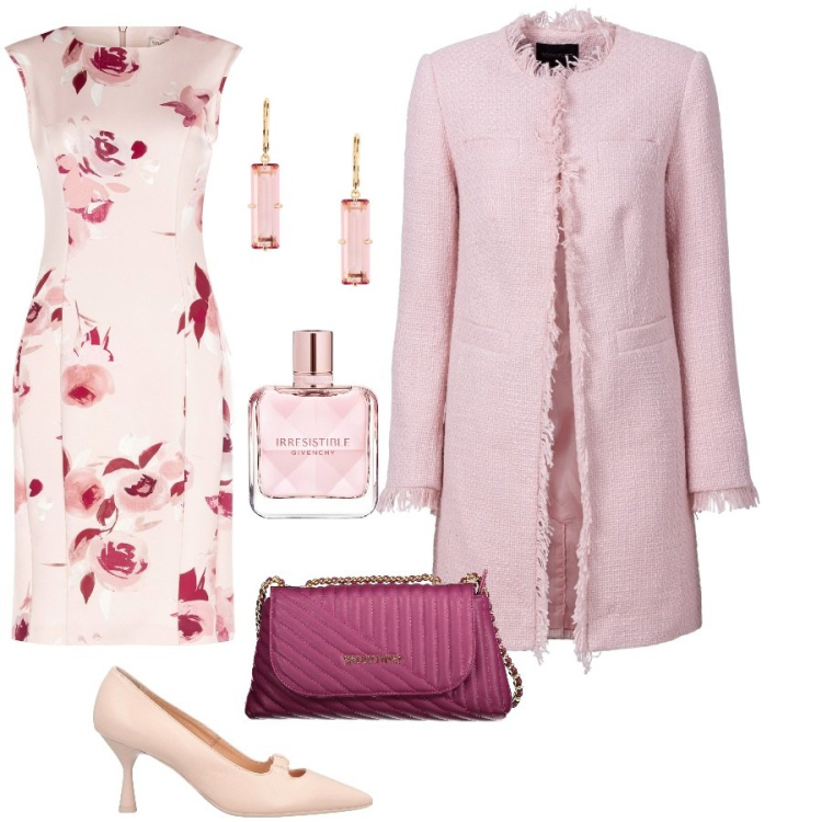 Outfit donna - Cena romantica. Stile Romantica per Serata fuori. Abbinamento con blazer, décolleté, profumi, vestiti a tubino, orecchini, borse a tracolla.