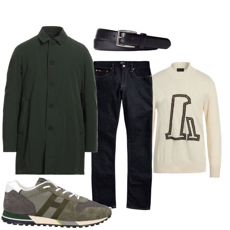 Outfit uomo - Un cappotto esemplare…. Stile Trendy per Tutti i giorni. Abbinamento con sneakers, trench, pullovers, jeans, cinture.