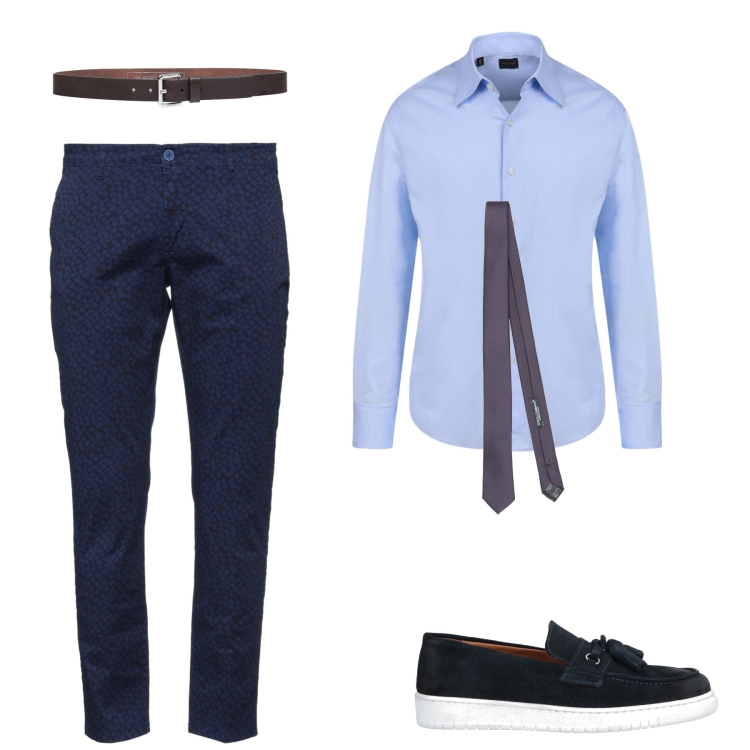 Outfit uomo - Camicia e cravatta. Stile Business/Elegante per Cerimonia. Abbinamento con pantaloni, scarpe stringate, cravatte, cinture, camicie.