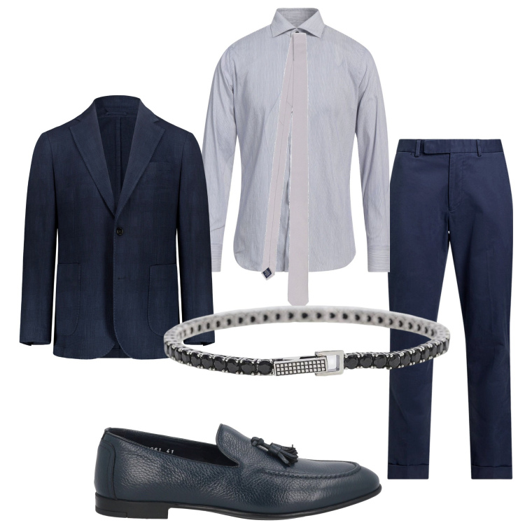 Outfit uomo - Camicia e cravatta. Stile Business/Elegante per Cerimonia. Abbinamento con scarpe stringate, camicie, braccialetti, pantaloni chino, giacche, cravatte.
