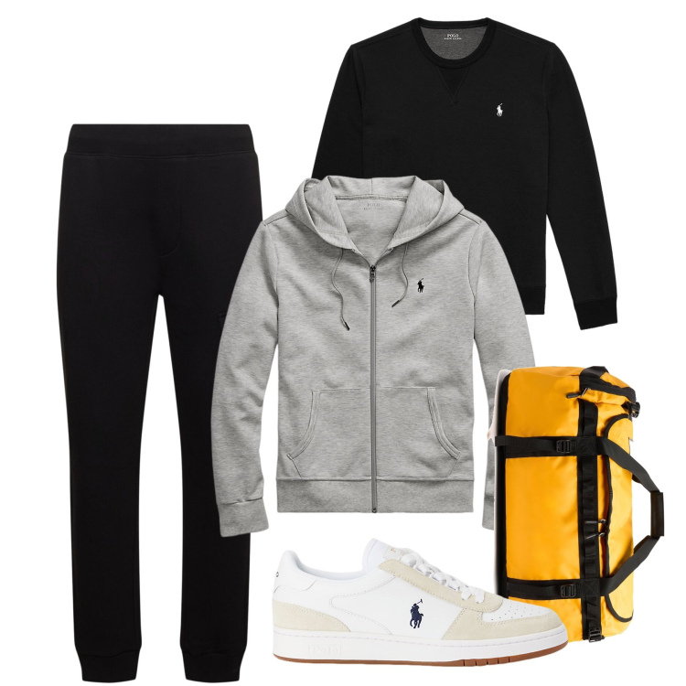 Outfit uomo - Sport in città. Stile Urban per Sport. Abbinamento con felpe, felpe, scarpe sportive, pantaloni cargo, borse sportive.