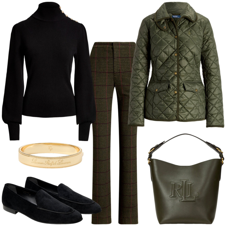 Outfit donna - British style. Stile Bon Ton per Tutti i giorni. Abbinamento con maglieria, giacche, borse a secchiello, pantaloni, braccialetti, mocassini.
